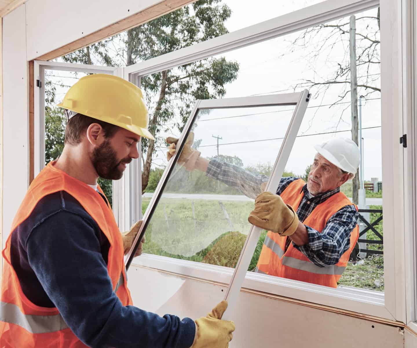 Newly installed modern windows on a house